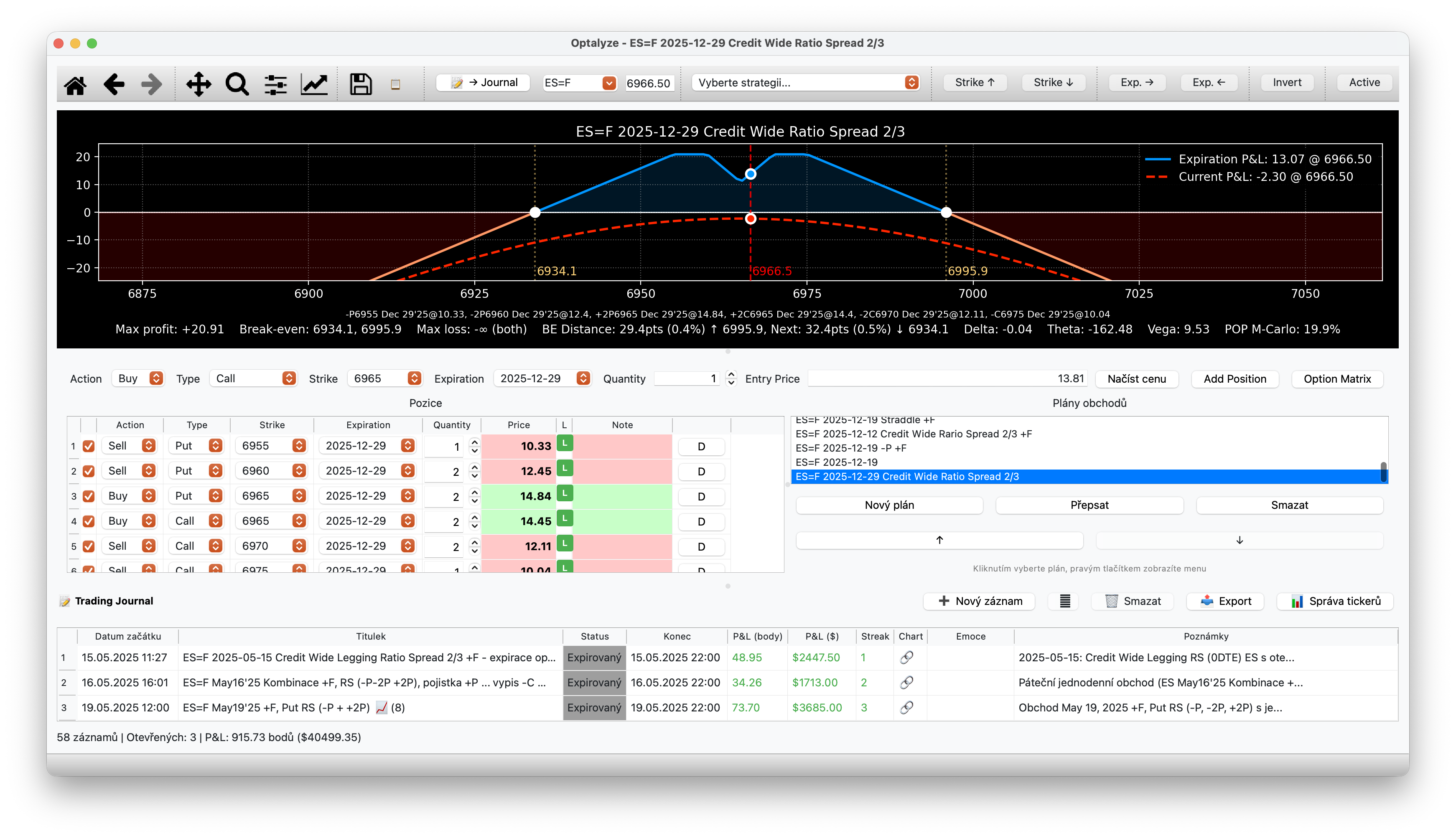 Kompletní obrazovka aplikace