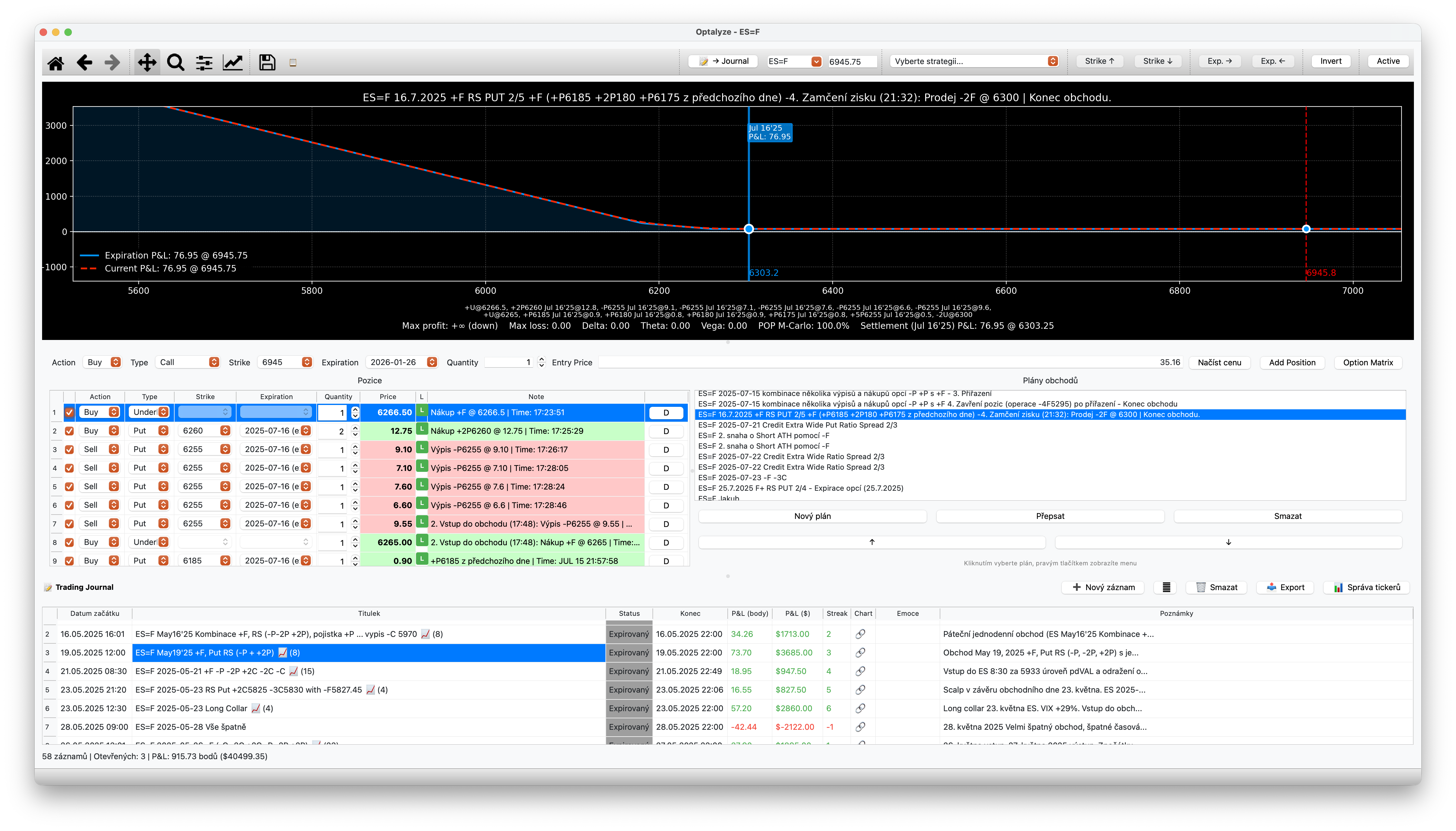 Hlavní stránka aplikace