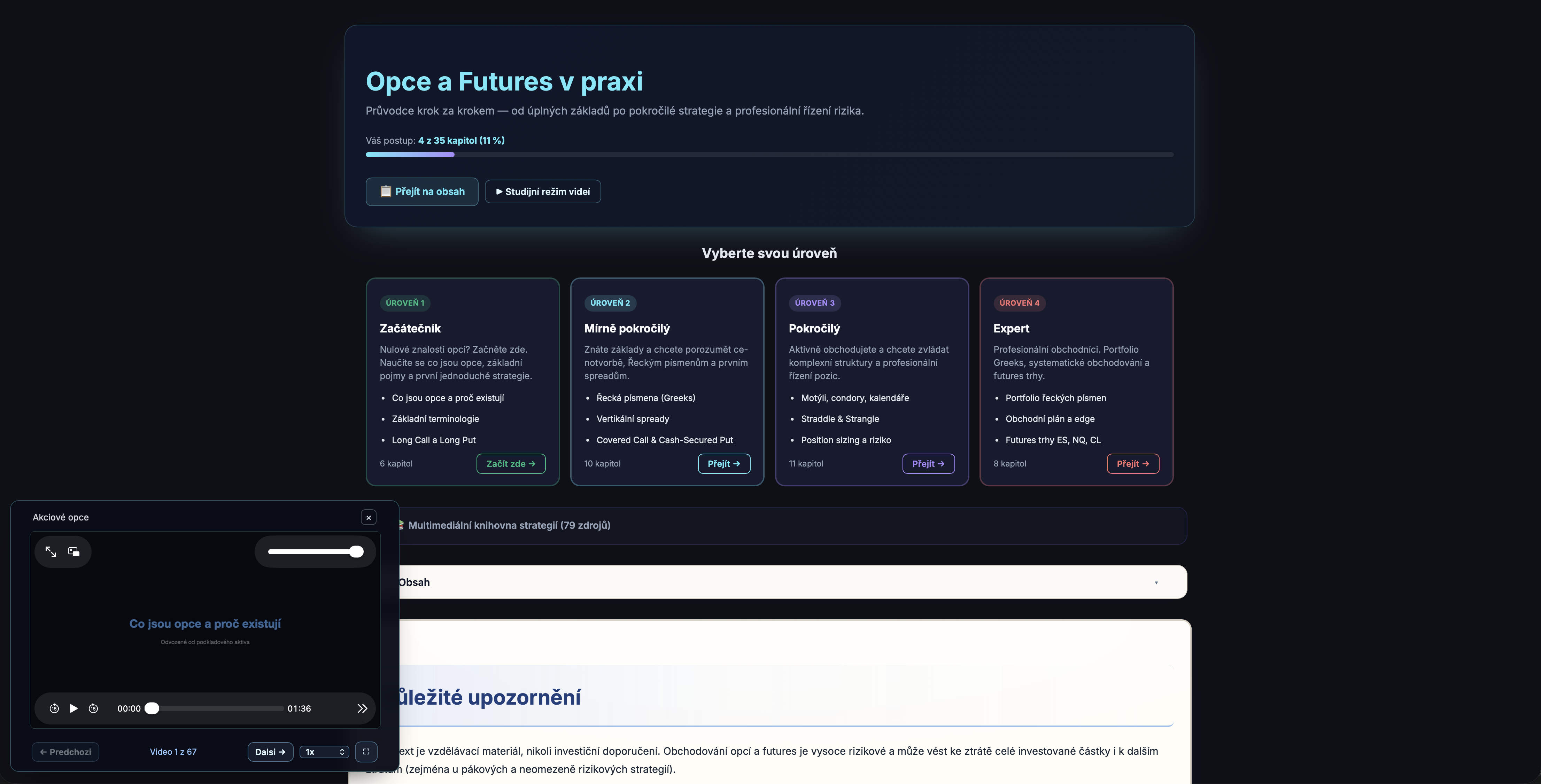 Náhled multimediálního průvodce Opce a Futures v praxi